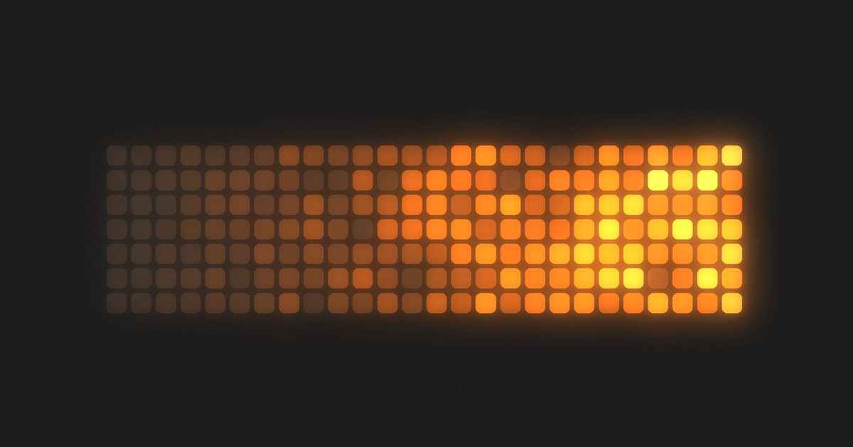 A grid of small squares glowing brighter from left to right
